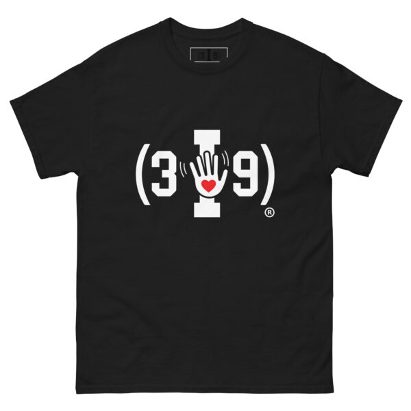 (3I9) White The Wave with Red Heart Logo Unisex T-Shirt - Image 4