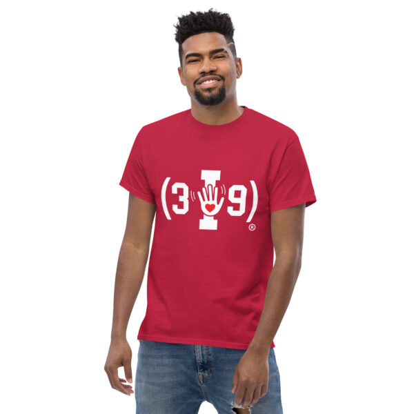 (3I9) White The Wave with Red Heart Logo Unisex T-Shirt - Image 2