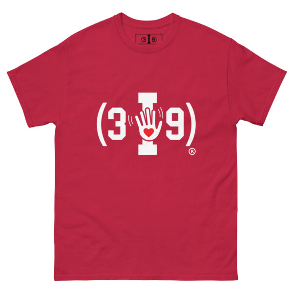 (3I9) White The Wave with Red Heart Logo Unisex T-Shirt - Image 9