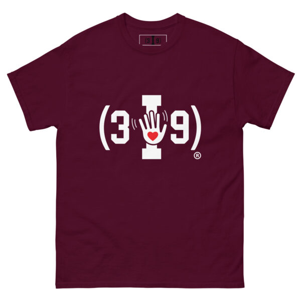 (3I9) White The Wave with Red Heart Logo Unisex T-Shirt - Image 3