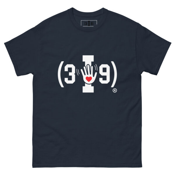 (3I9) White The Wave with Red Heart Logo Unisex T-Shirt - Image 5